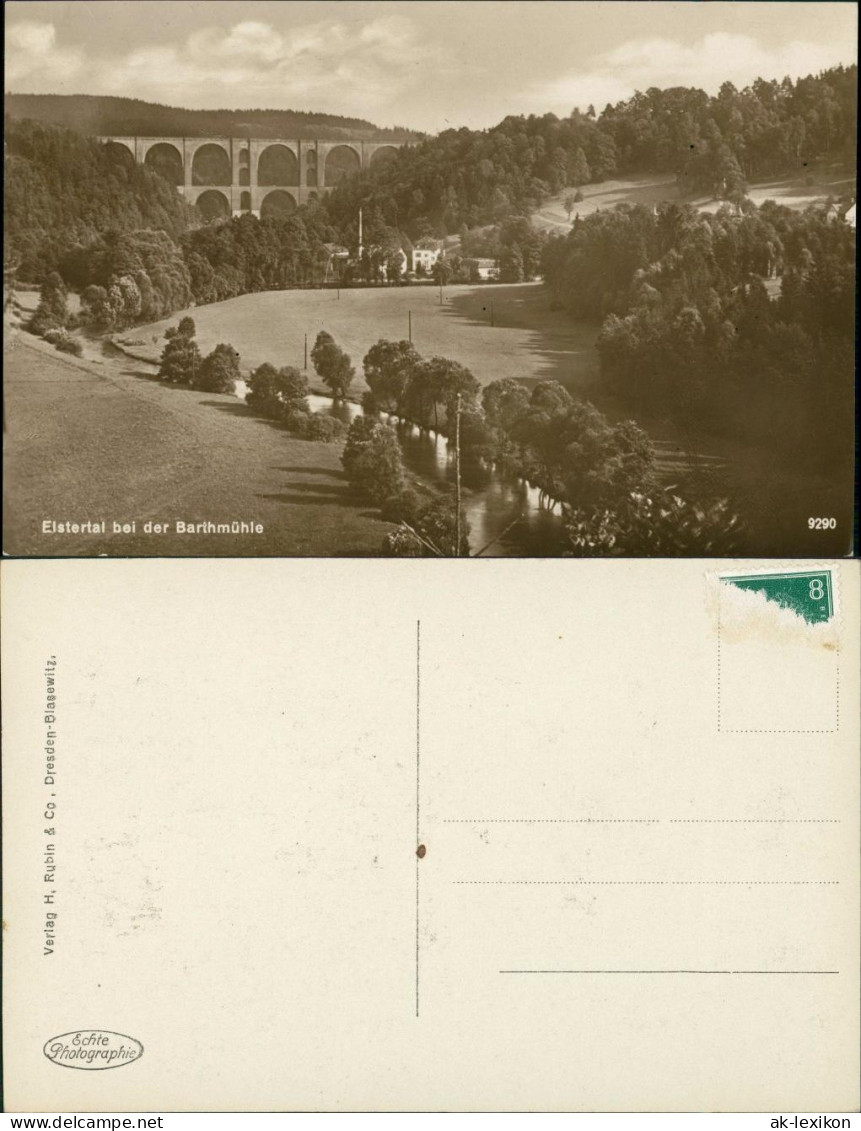 Ansichtskarte Jocketa-Pöhl Elstertalbrücke, Barthmühle 1928