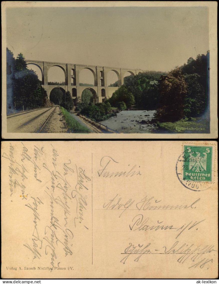 Ansichtskarte Jocketa-Pöhl Elstertalbrücke - Colorfotokarte 1925