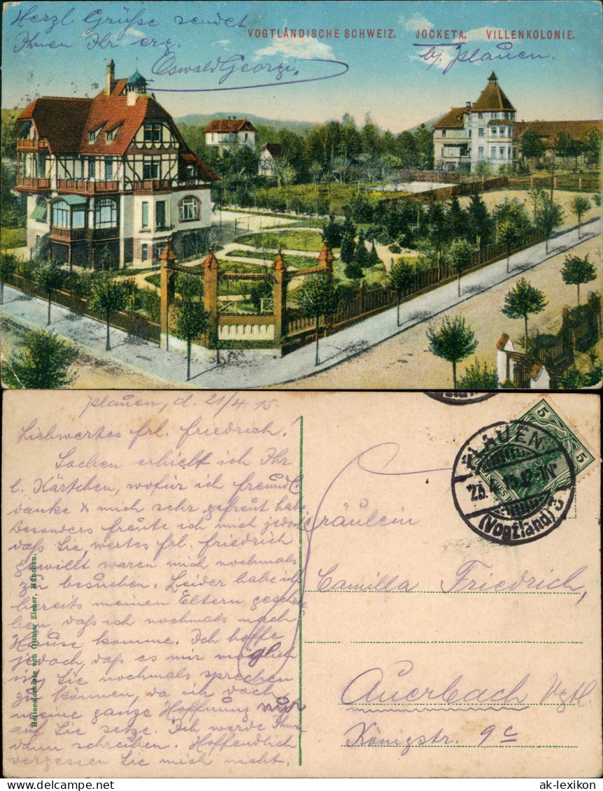 Ansichtskarte Jocketa-Pöhl Villenkolonie 1915