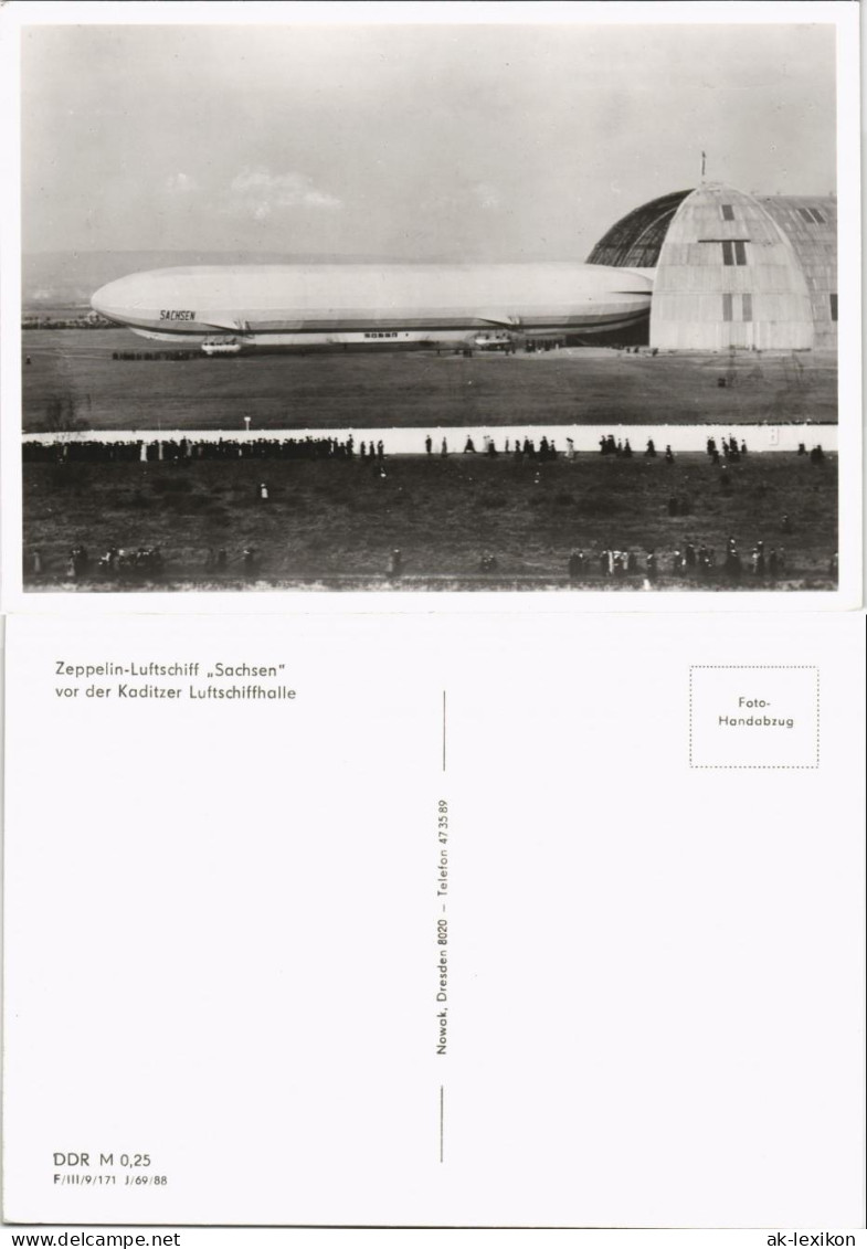 Ansichtskarte Kaditz-Dresden REPRO Flugplatz Flugwesen - Zeppelin 1930/1988