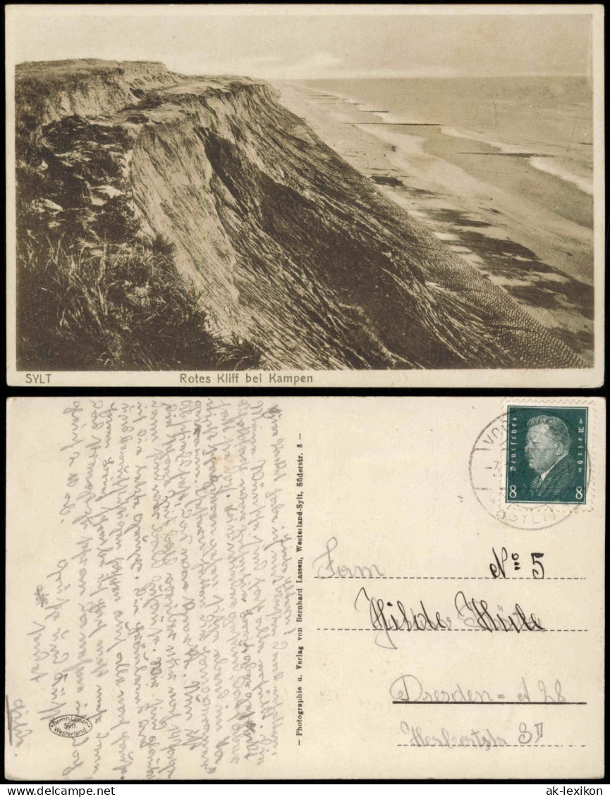 Ansichtskarte Kampen (Sylt) Rotes Kliff bei Kampen Sylt 1928