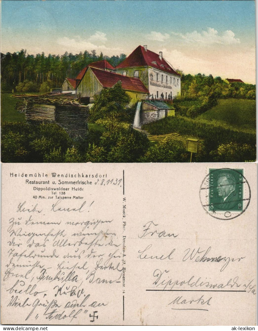 Ansichtskarte Karsdorf (ehemals Wendisch-Carsdorf)-Rabenau Heidemühle 1931
