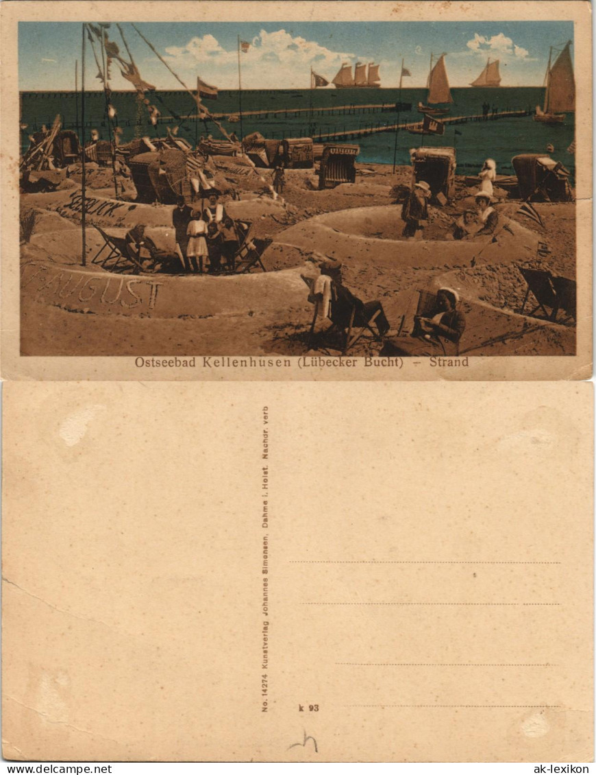 Ansichtskarte Kellenhusen (Ostsee) Strandleben, Segelboote 1922