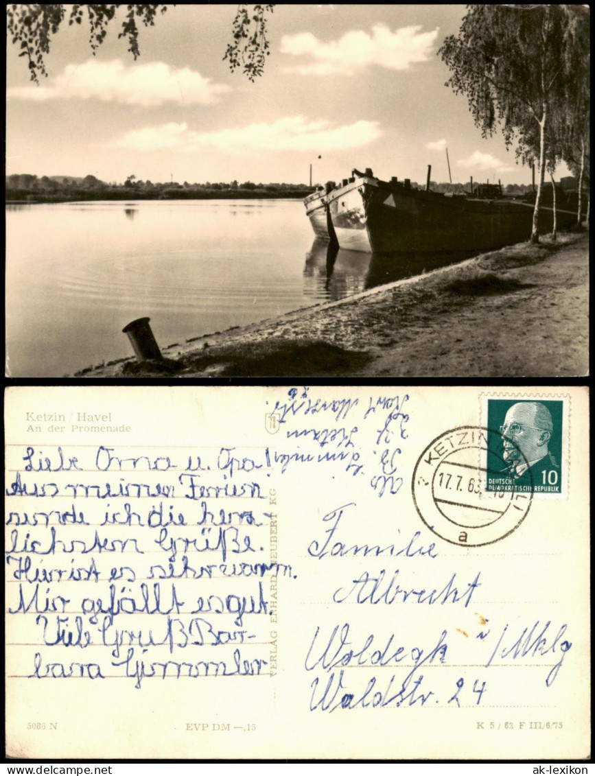 Ansichtskarte Ketzin Havel Partie An der Promenade, DDR AK 1963