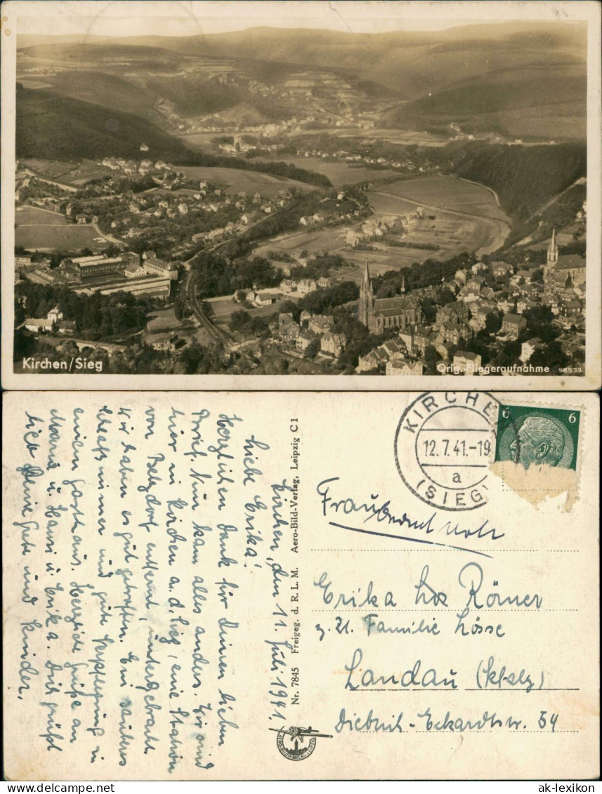 Ansichtskarte Kirchen (Sieg) Luftbild Luftaufnahme 1941