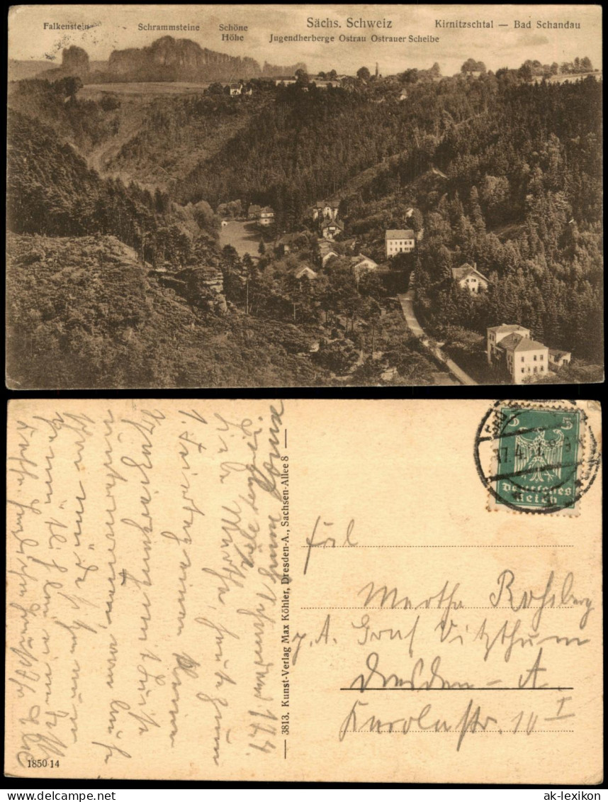 Ansichtskarte Kirnitzschtal Blick auf das Dorf 1917