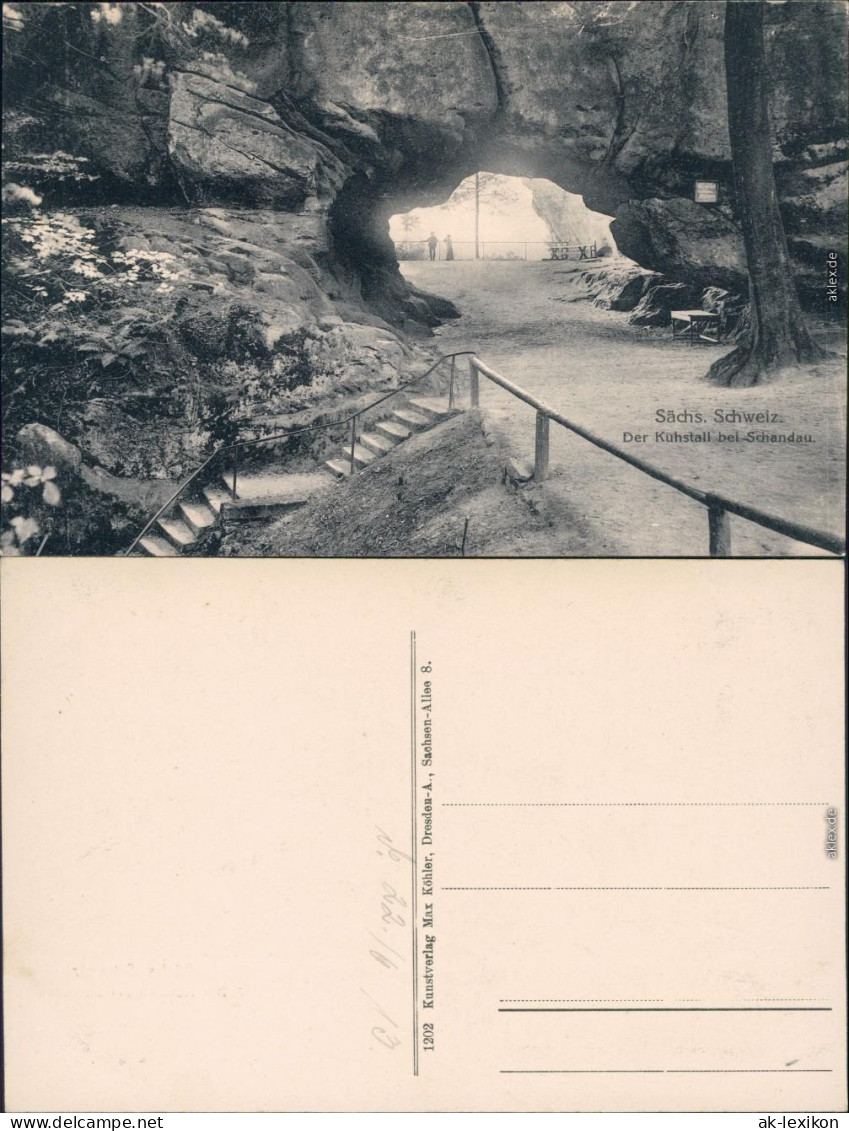 Ansichtskarte Kirnitzschtal Kuhstall bei Schandau 1913