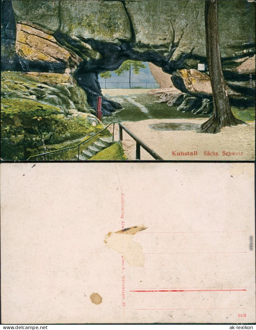 Ansichtskarte Kirnitzschtal Partie am Kuhstall 1915