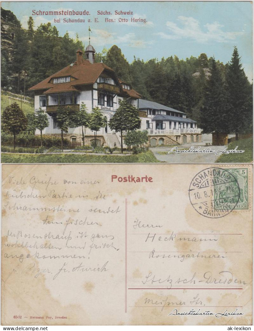 Ansichtskarte Kirnitzschtal-Sebnitz Schrammsteinbaude 1911