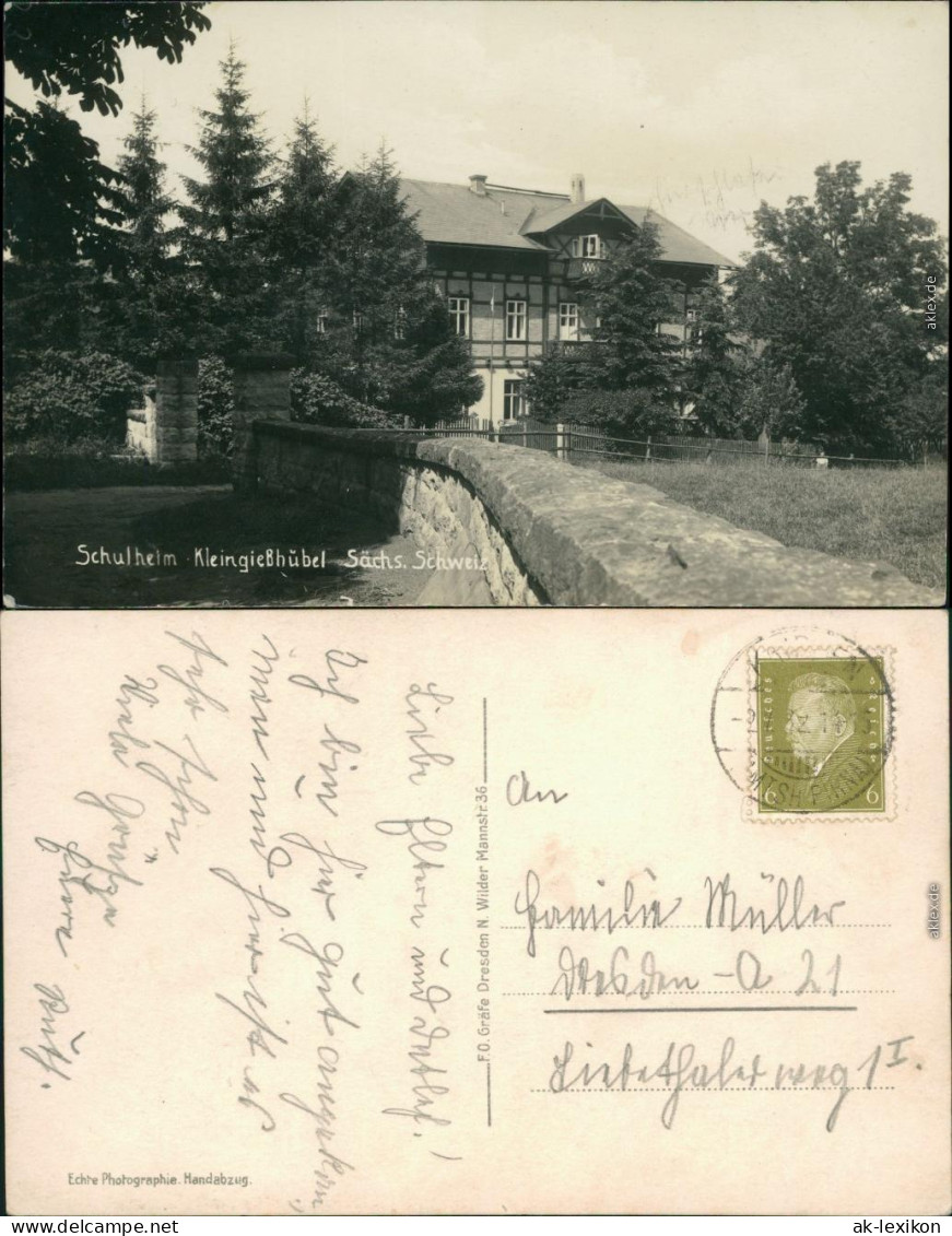 Ansichtskarte Kleingießhübel-Reinhardtsdorf-Schöna Schulheim 1932