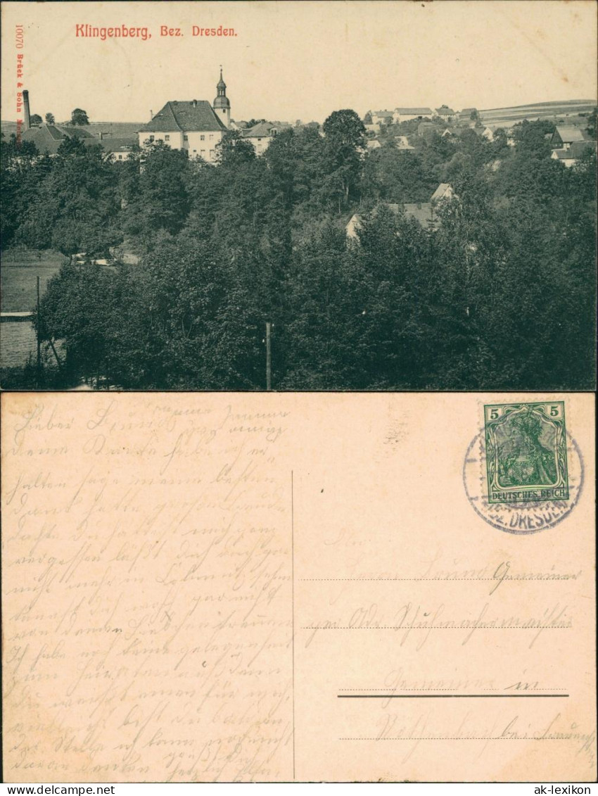 Ansichtskarte Klingenberg (Sachsen) Blick auf den Ort 1913