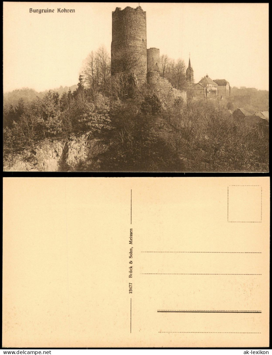 Ansichtskarte Kohren-Sahlis Burgruine Felsen 1925