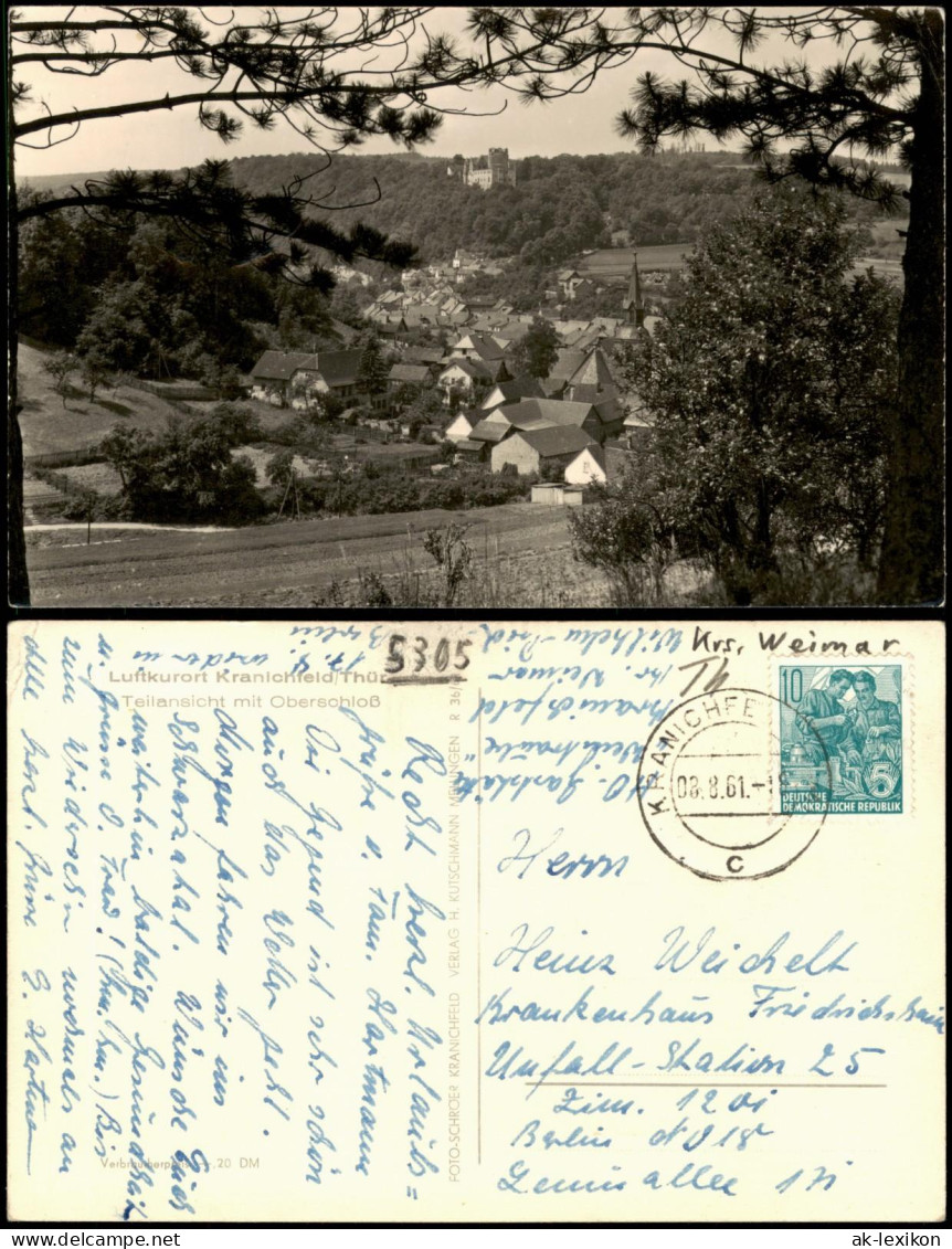 Ansichtskarte Kranichfeld Teilansicht mit Oberschloß 1961
