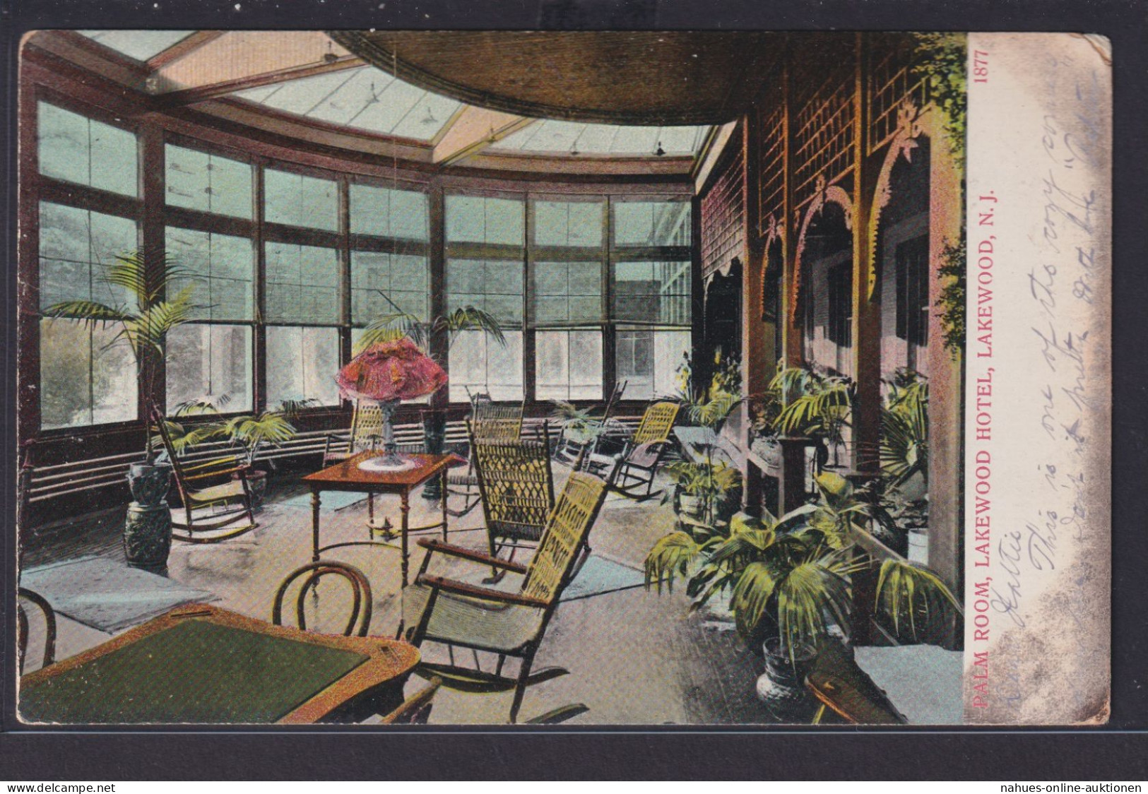 Ansichtskarte Lakewood New York Hotel Lakewood Palmen Raum Erholung 20.01.1907