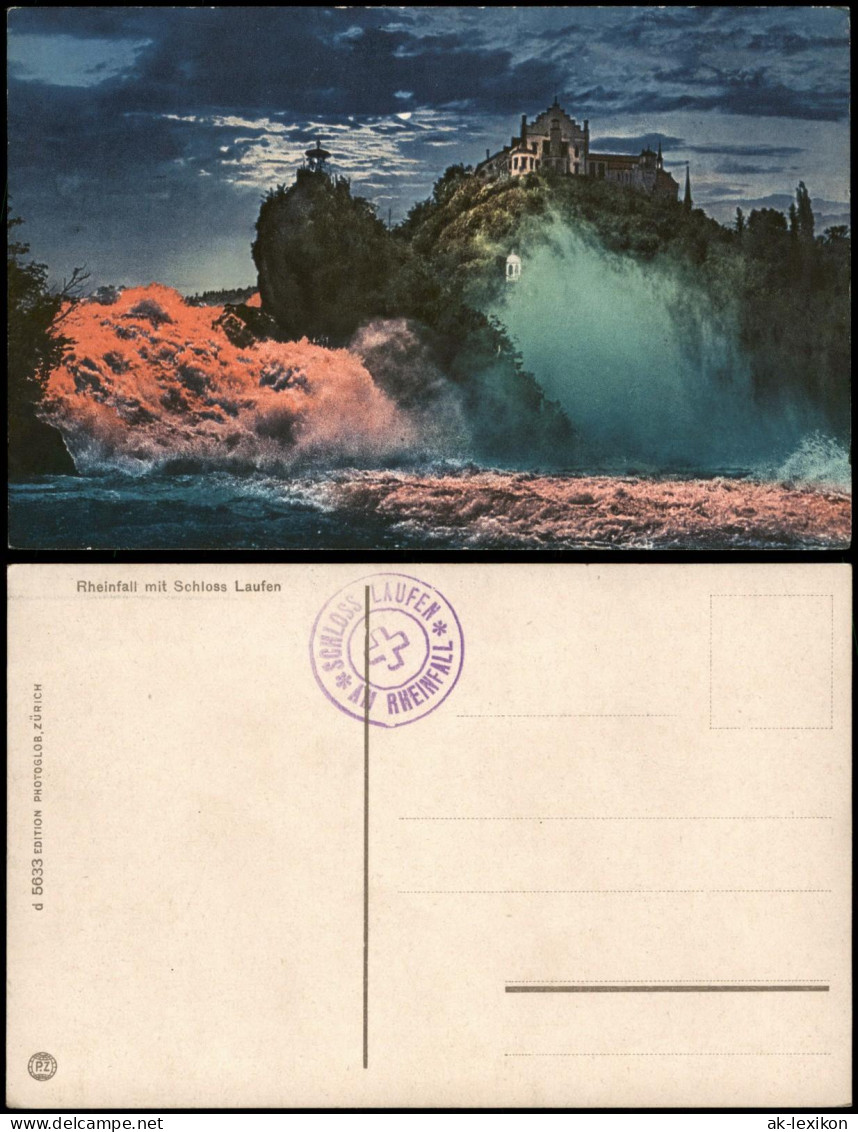 Ansichtskarte Laufen-Uhwiesen Rheinfall mit Schloss Laufen 1910