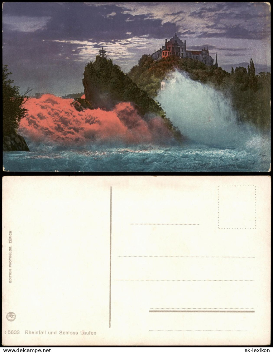 Ansichtskarte Laufen-Uhwiesen Rheinfall und Schloss Laufen 1910