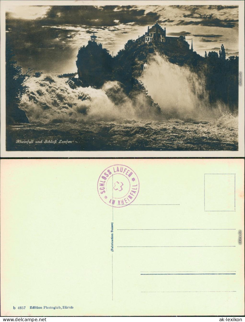 Ansichtskarte Laufen-Uhwiesen Rheinfall und Schloss Laufen 1929