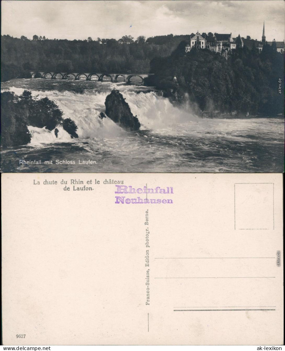 Ansichtskarte Laufen-Uhwiesen Schloss Laufen mit Rheinfall 1930