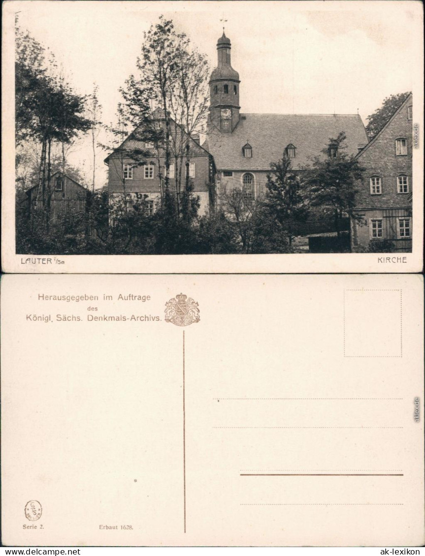 Ansichtskarte Lauter (Erzgebirge) Bernsbach Partie an der Kirche 1928