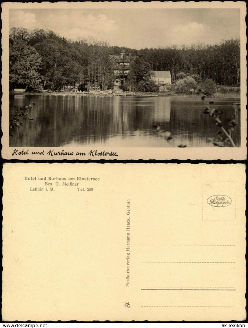 Ansichtskarte Lehnin-Kloster Lehnin Hotel und Kurhaus am Klostersee 1920