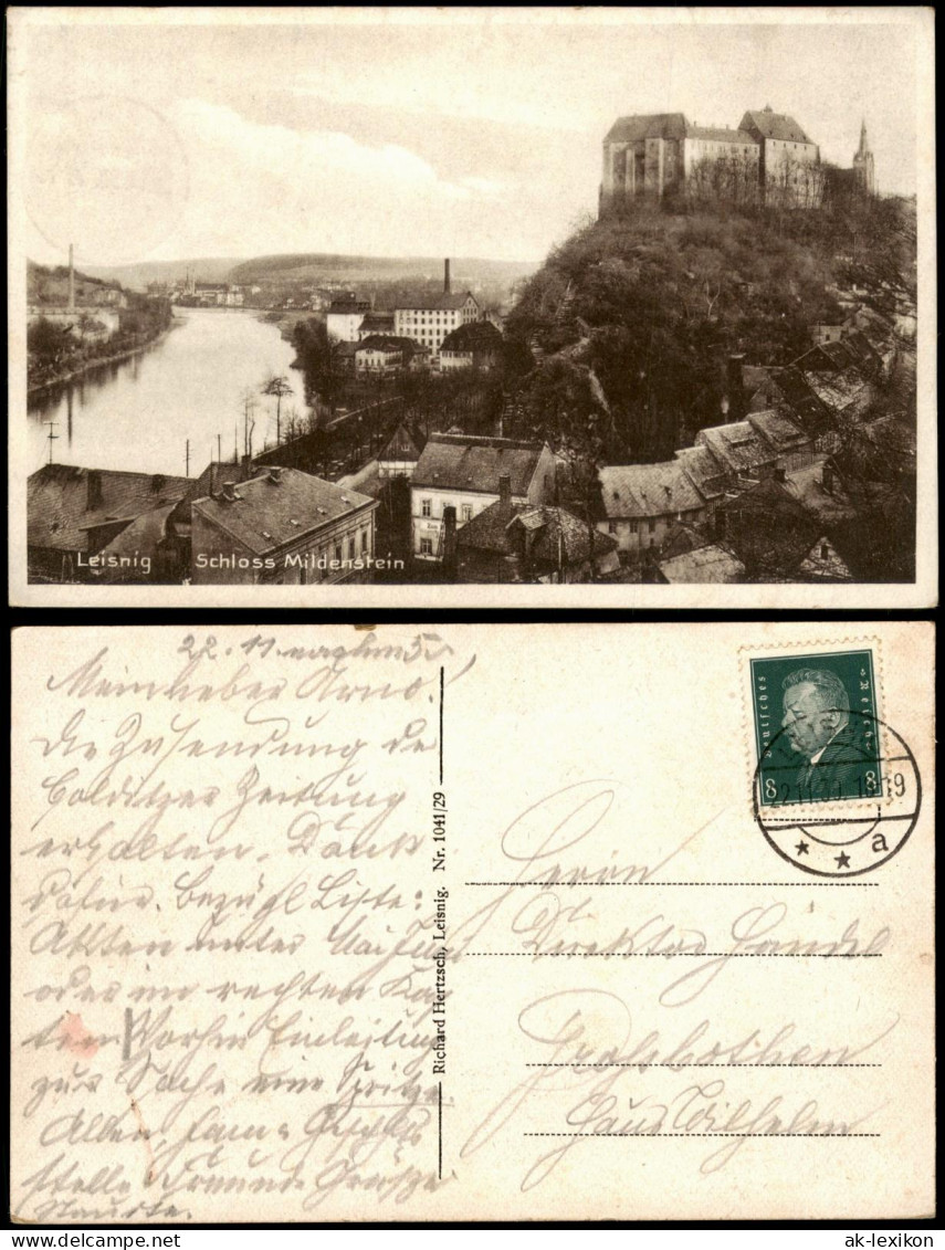 Ansichtskarte Leisnig Panorama-Ansicht Leisnig Schloss Mildenstein 1930/1929