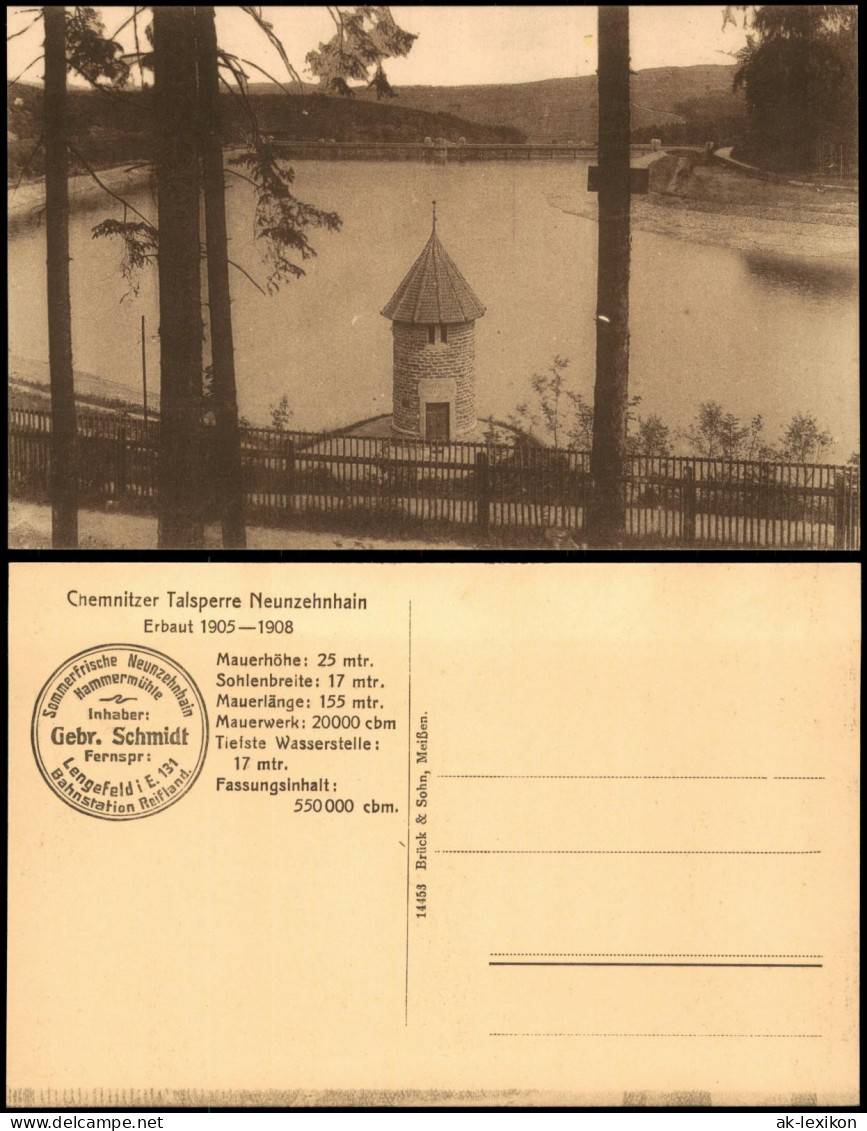 Ansichtskarte Lengefeld (Erzgebirge) Talsperre Neunzehnhain 1912