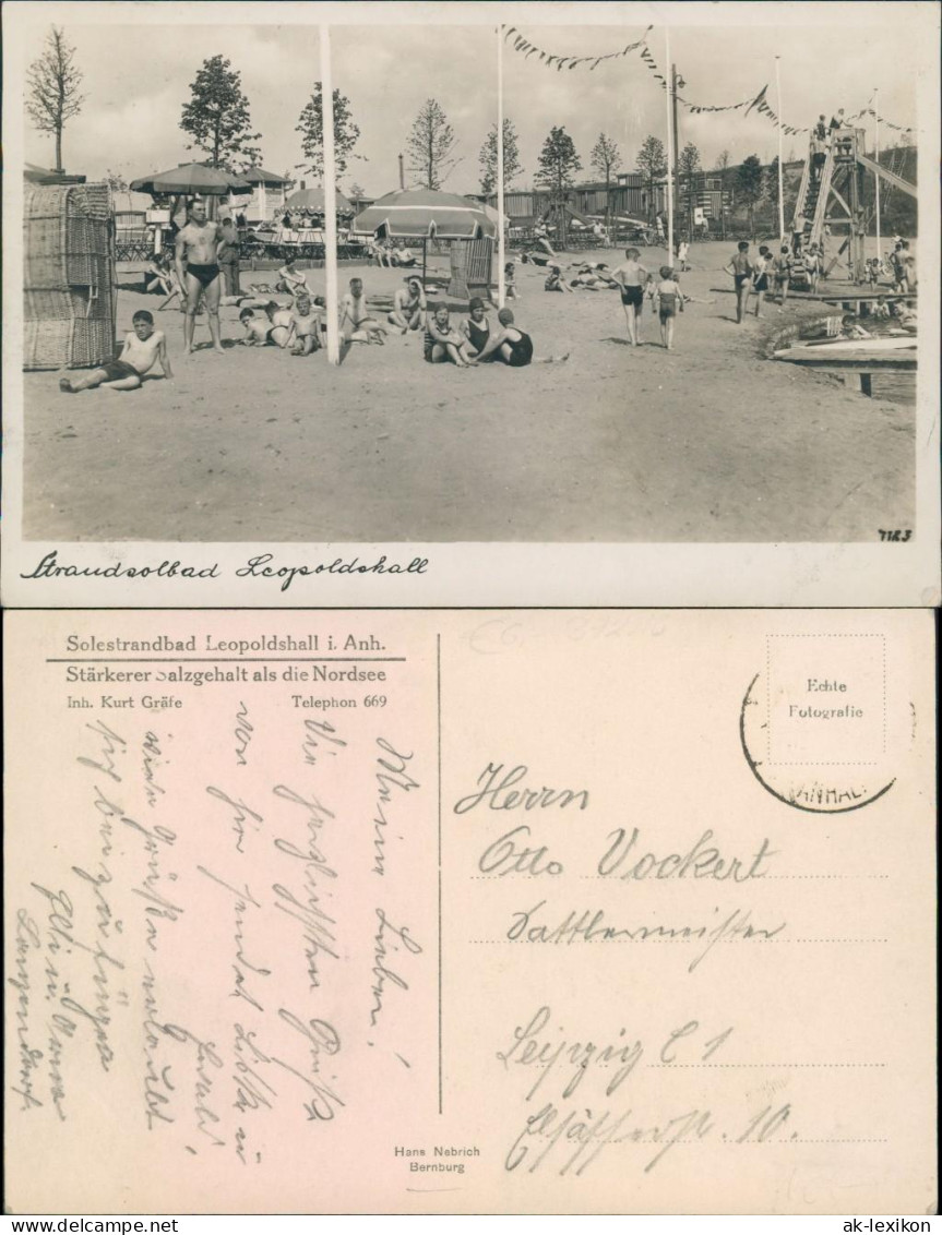 Ansichtskarte Leopoldshall-Staßfurt Stassfurt Strandpartie - Rutsche 1939