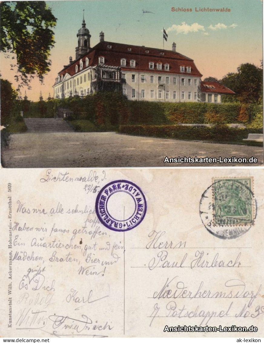 Ansichtskarte Lichtenwalde-Niederwiesa Schloß Lichtenwalde 1913