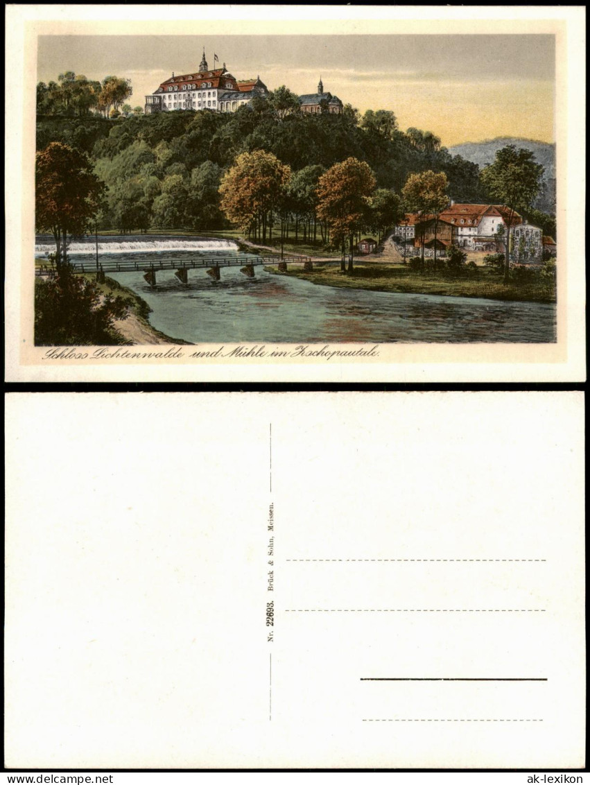 Ansichtskarte Lichtenwalde-Niederwiesa Schloss und Mühle 1929