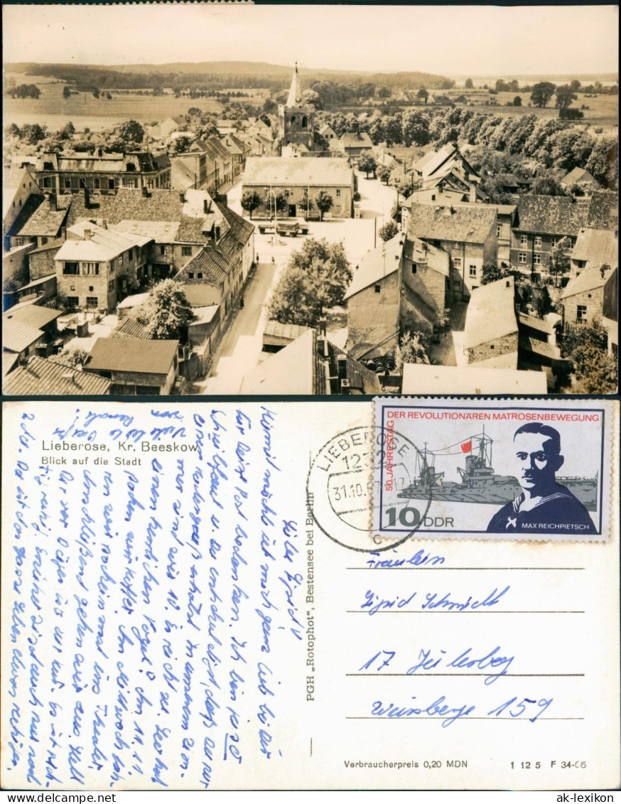 Ansichtskarte Lieberose Blick über die Stadt - Fotokarte 1966  Kr. Beeskow