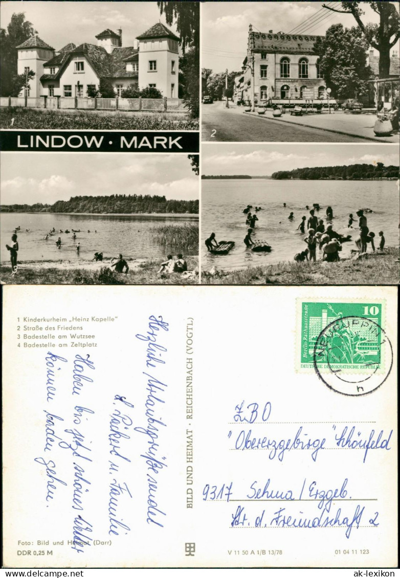 Ansichtskarte Lindow (Mark)4 Bild  Badestelle Straße Zeltplatz 1978