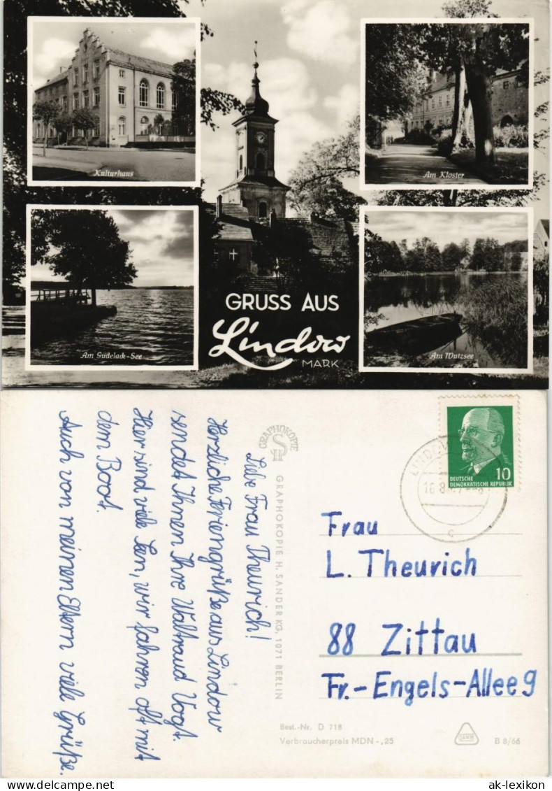 Ansichtskarte Lindow (Mark) MB Kulturhaus Kloster See 1961/1966