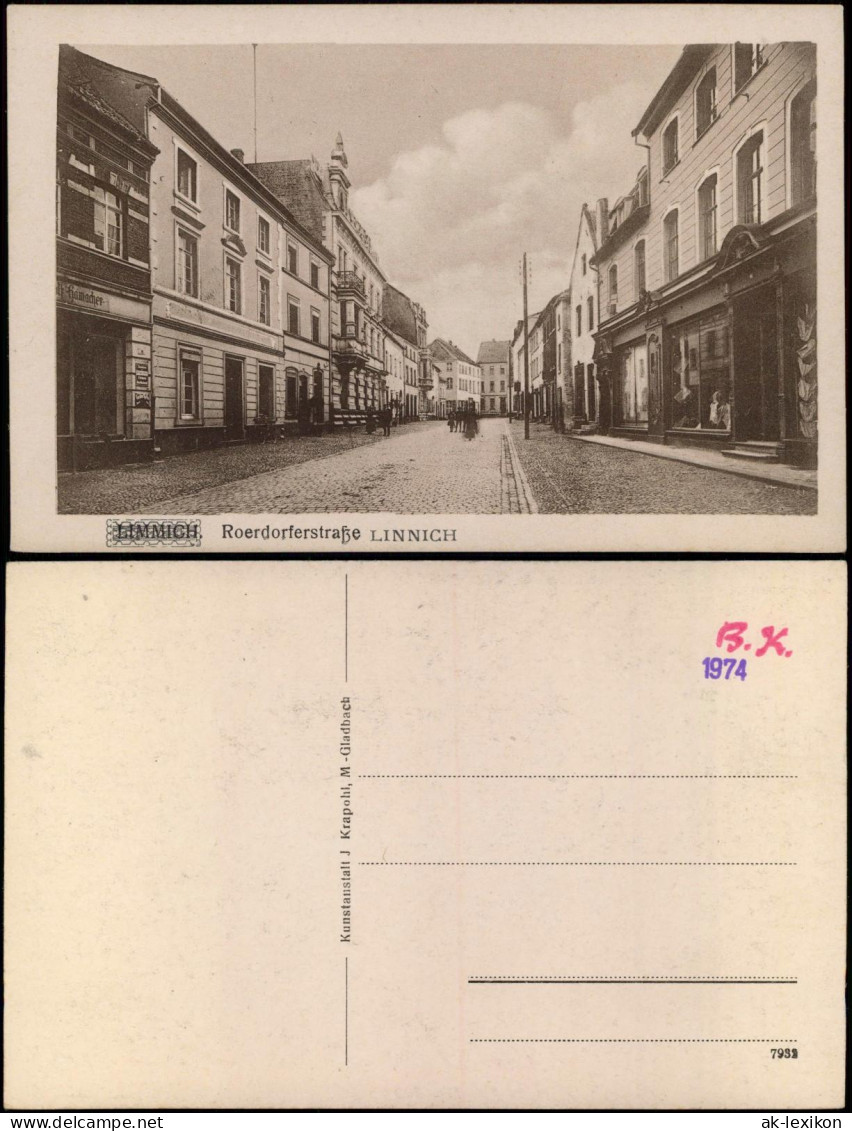 Ansichtskarte Linnich Roerdorferstraße Geschäfte 1918