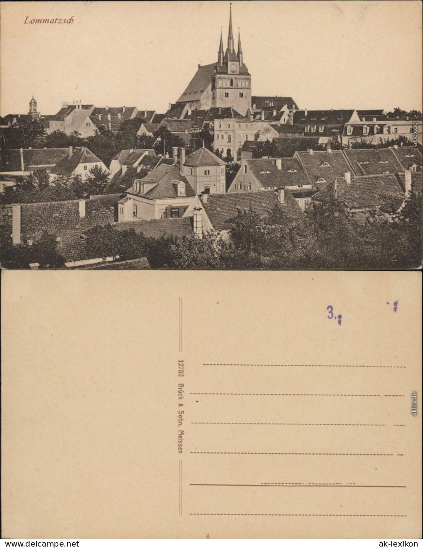 Ansichtskarte Lommatzsch Blick auf die Stadt 1922