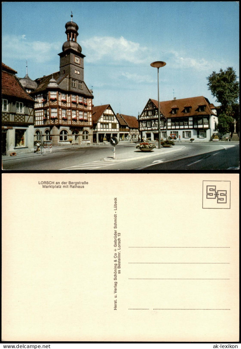 Ansichtskarte Lorsch Marktplatz mit Rathaus 1972