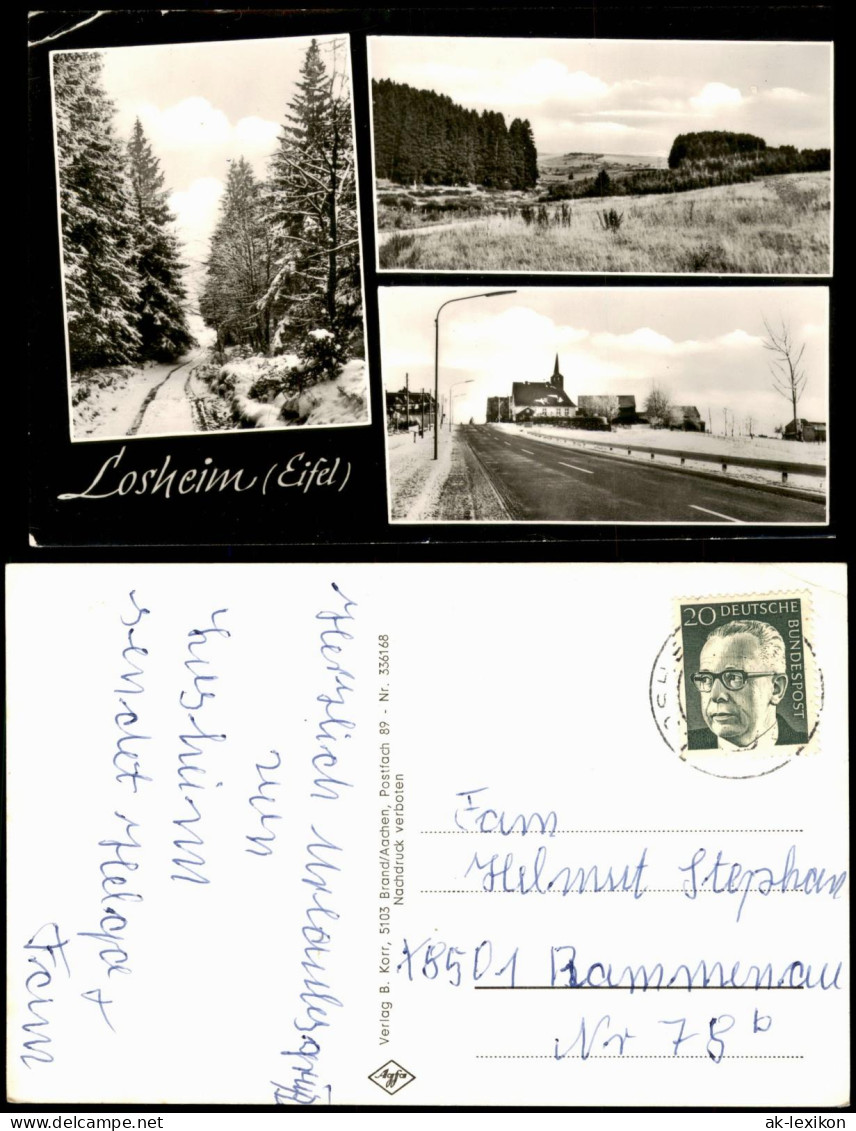 Ansichtskarte Losheim Stadtansichten im Winter 1962