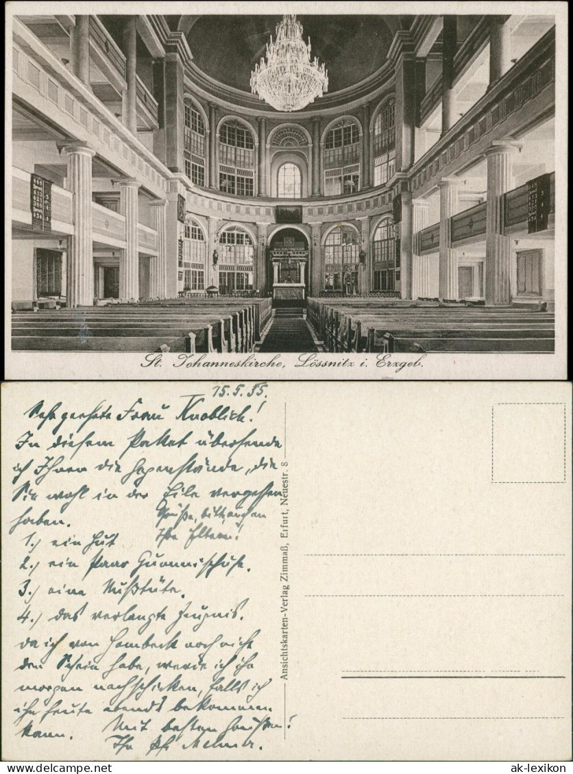 Ansichtskarte Lößnitz (Erzgebirge) Johanniskirche - Innen 1938