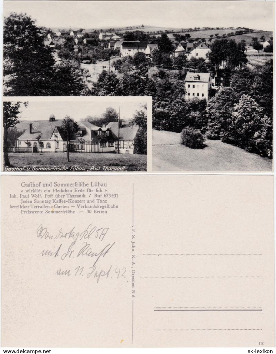 Ansichtskarte Lübau-Rabenau Gasthof und Sommerfrische Lübau 1942