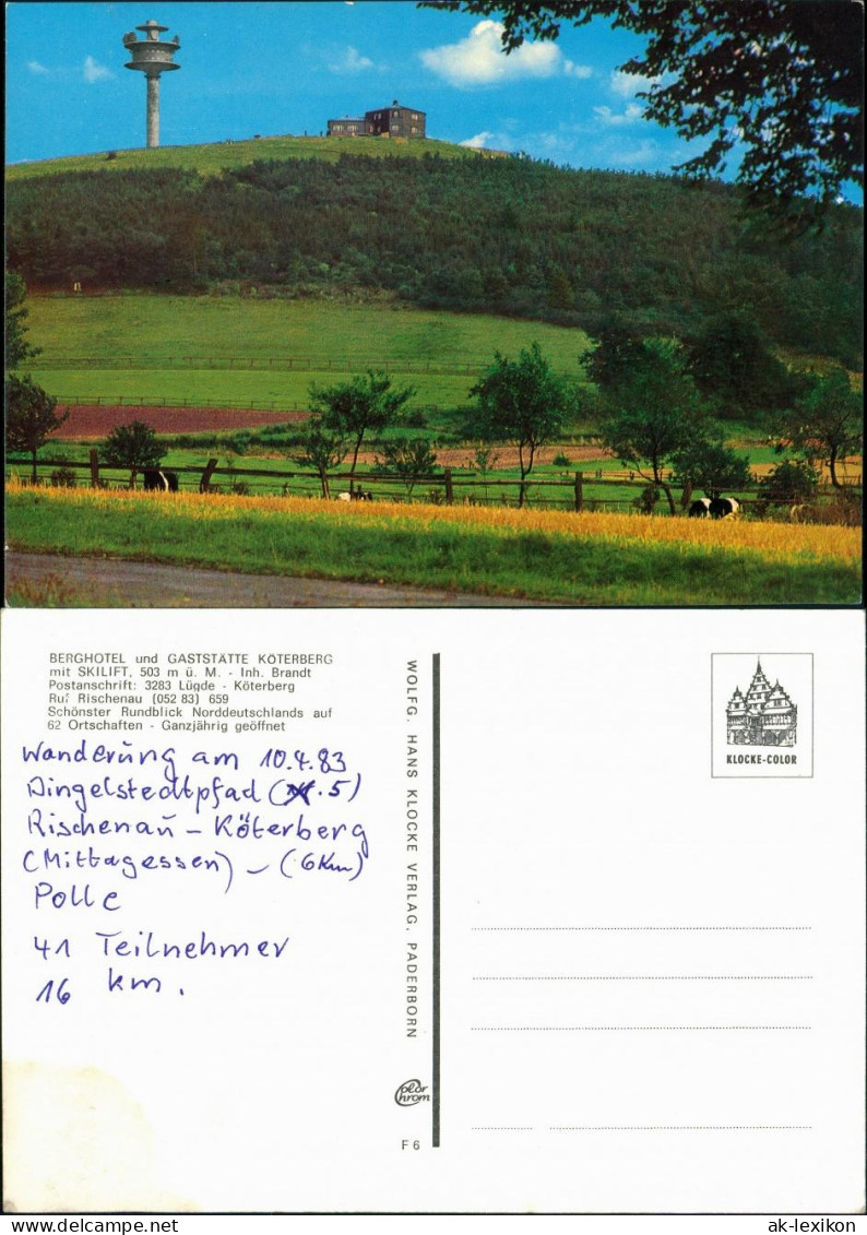 Ansichtskarte Lügde (Westfalen) Köterberg mit Funkturm 1983