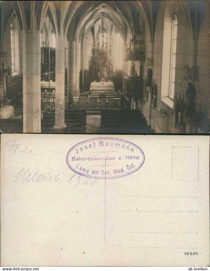 Ansichtskarte Lunz am See Kirche - Altar 1921