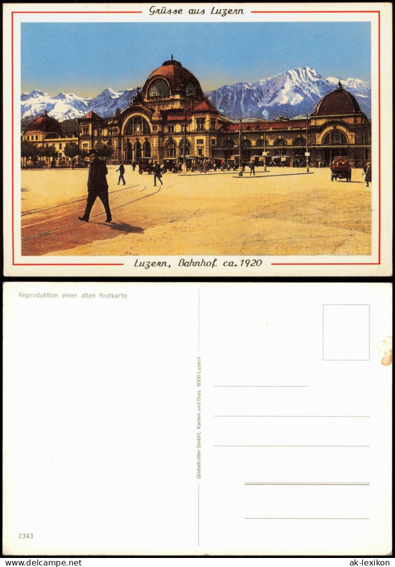 Ansichtskarte Luzern Lucerna Bahnhof 1920/1999