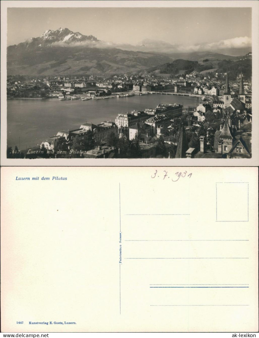 Ansichtskarte Luzern Lucerna Blick auf den Ort 1931