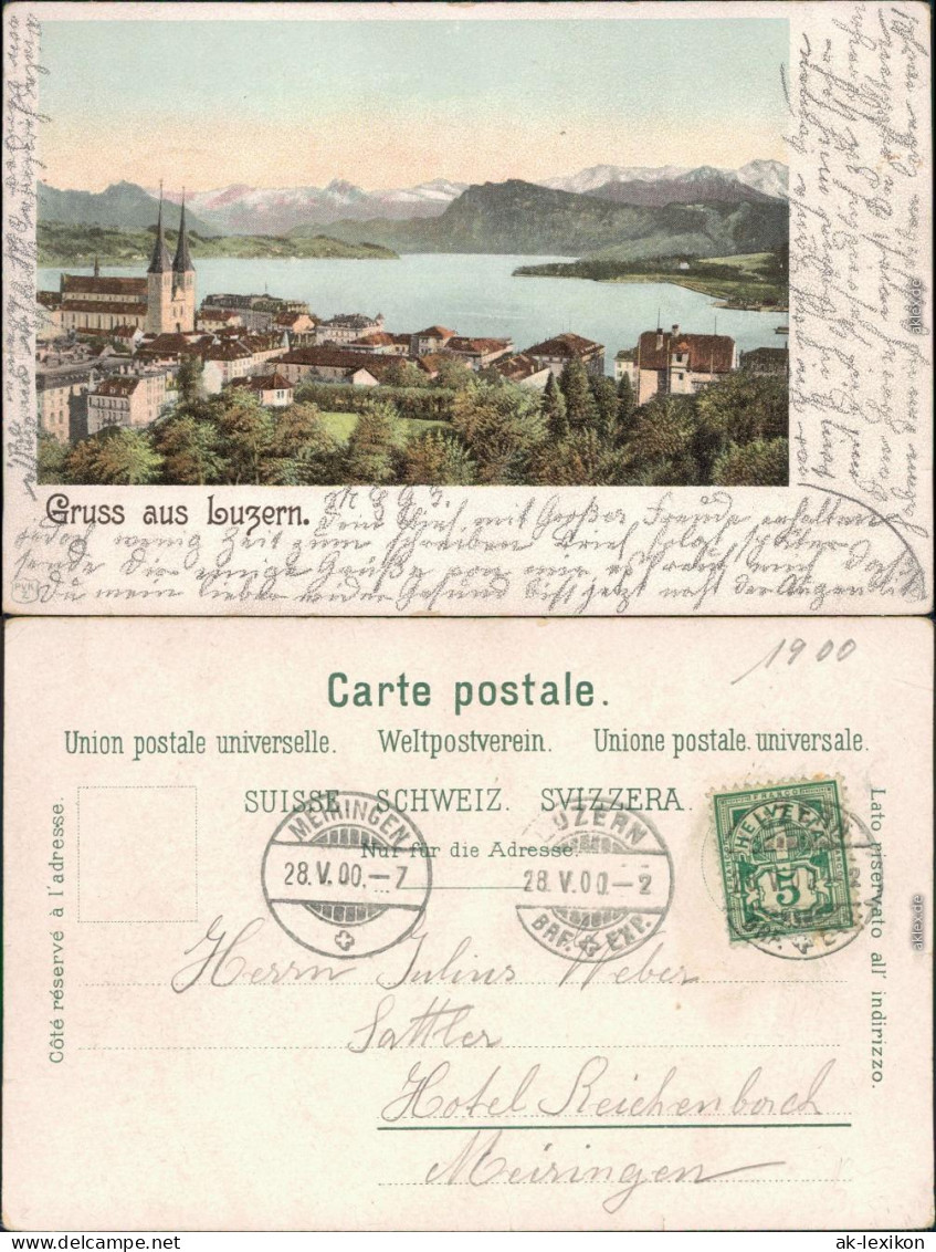 Ansichtskarte Luzern Lucerna Blick auf die Stadt 1900