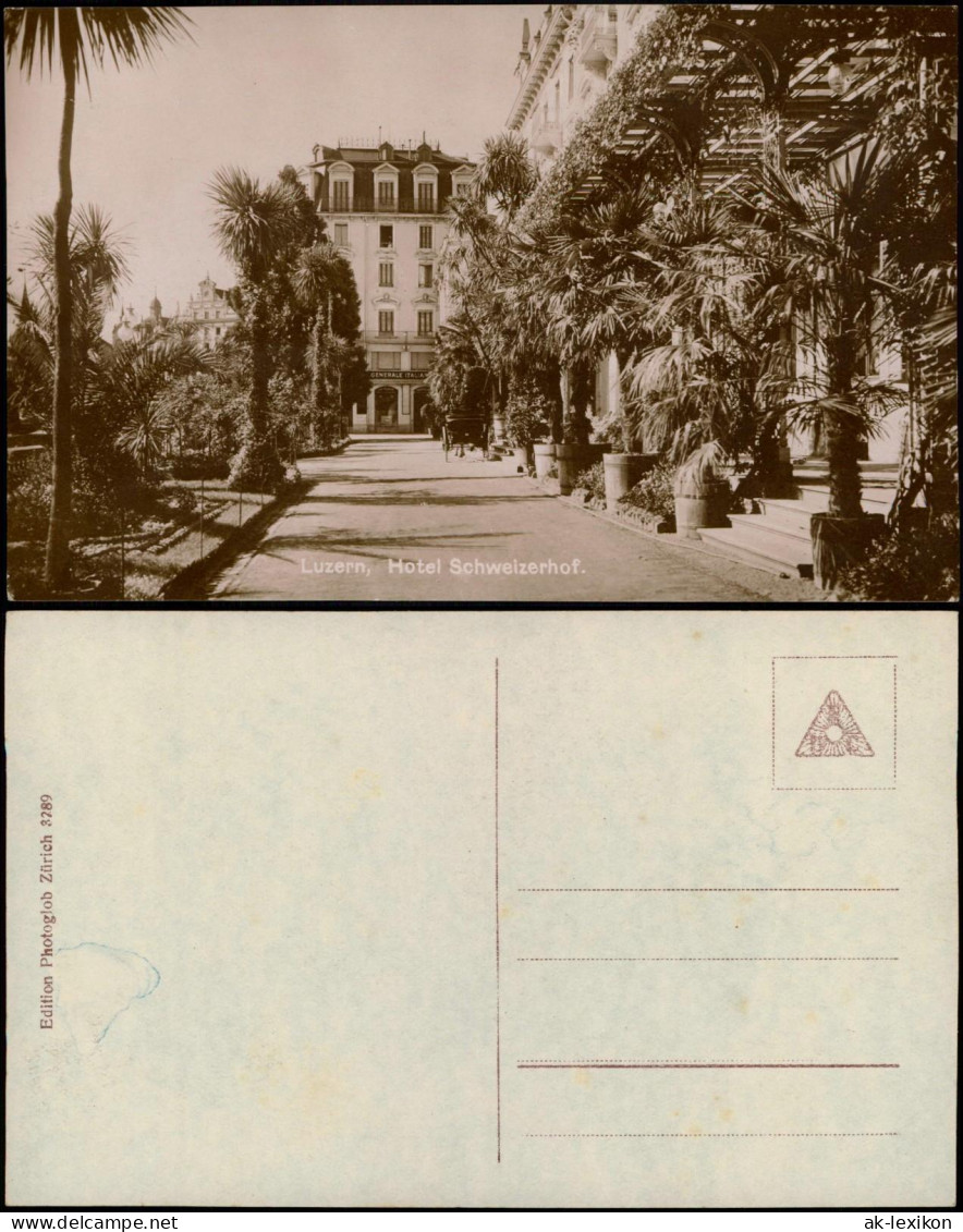 Ansichtskarte Luzern Lucerna Hotel Schweizerhof 1928