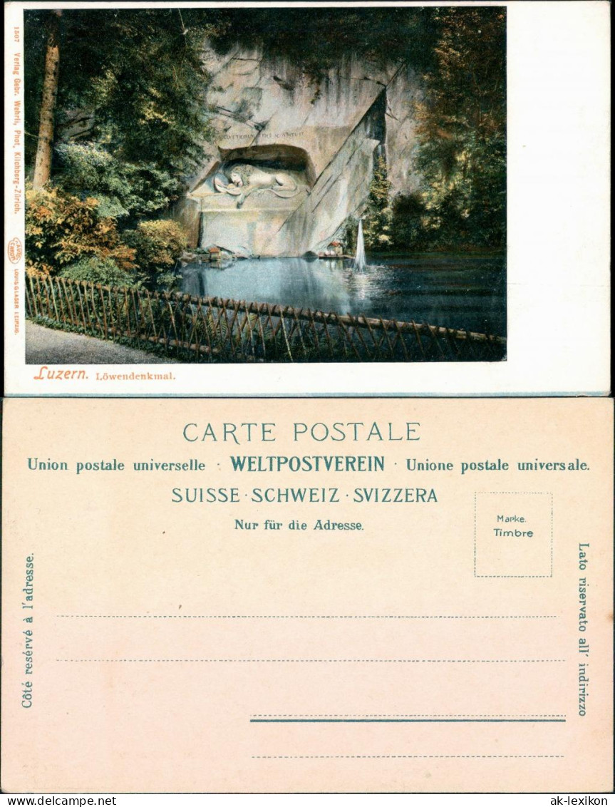 Ansichtskarte Luzern Lucerna Löwendenkmal 1900