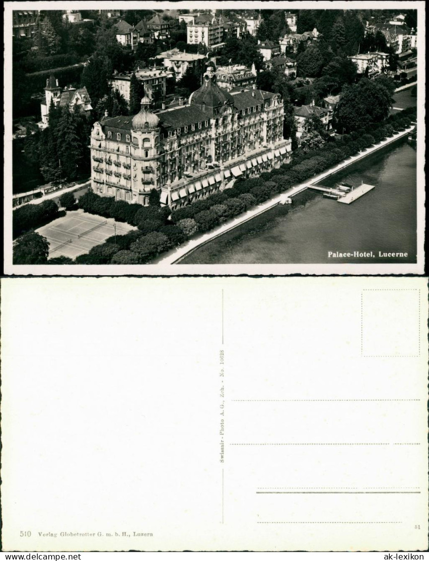 Ansichtskarte Luzern Lucerna Palasthotel - Luftbild 1932