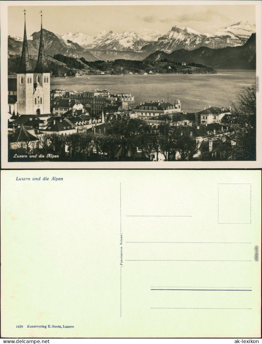 Ansichtskarte Luzern Lucerna Panorama-Ansicht mit Alpen 1930