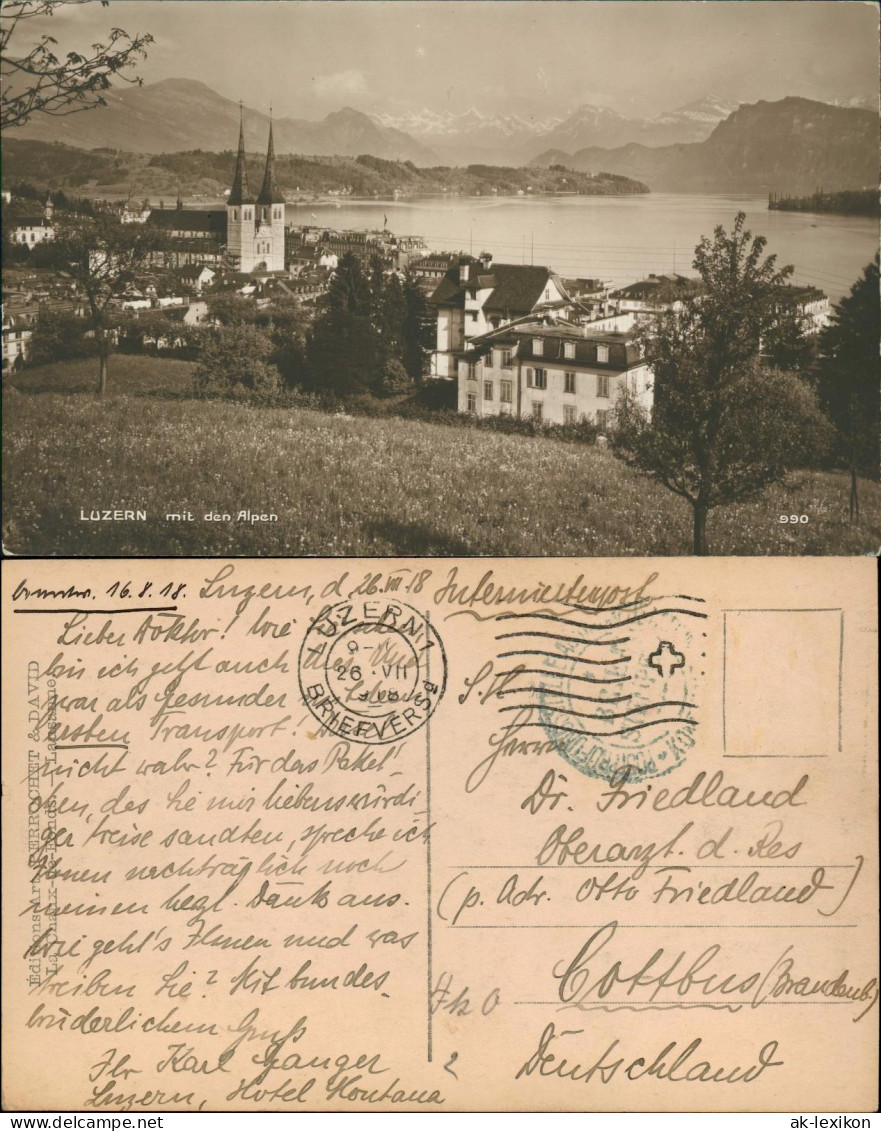 Ansichtskarte Luzern Lucerna Partie am Hang - Fotokarte 1918