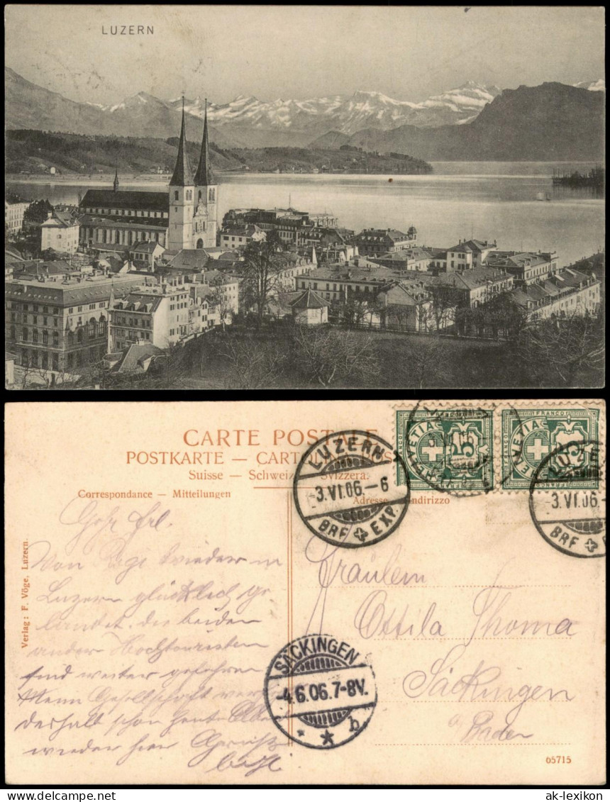 Ansichtskarte Luzern Lucerna Stadtpartie 1906