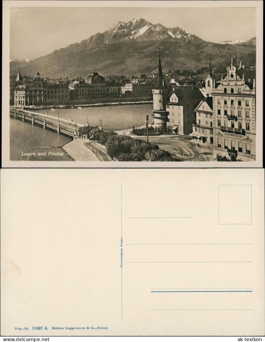 Ansichtskarte Luzern Lucerna Stadtpartie 1928